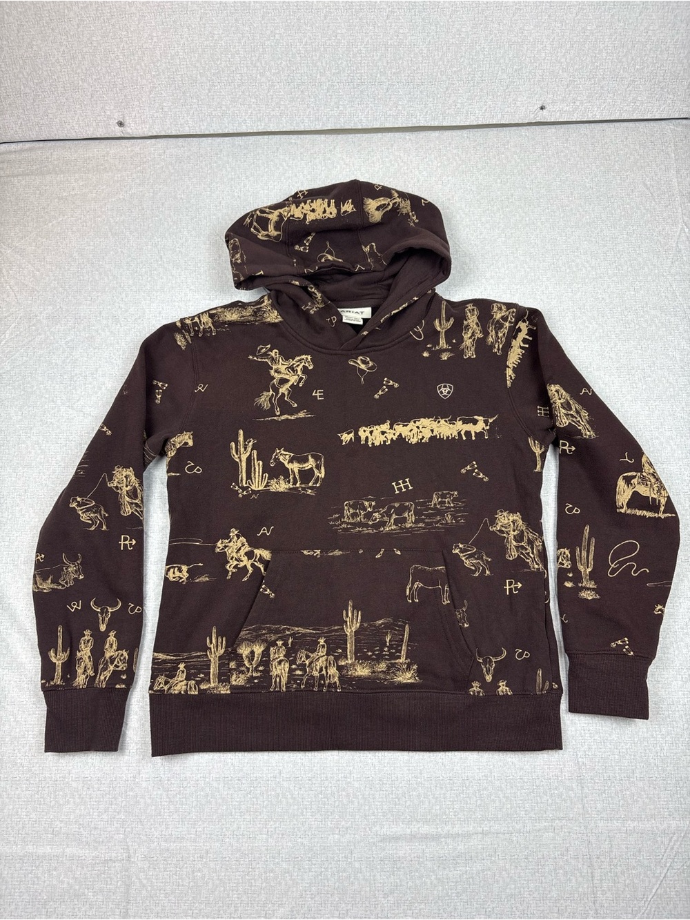 Ariat Brown Hoodie with Tan Western Print